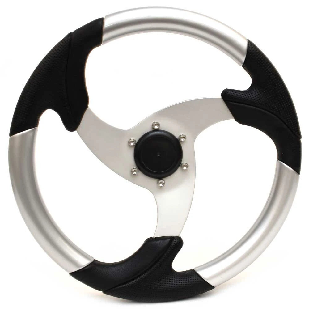Godfrey Pontoon Boat Steering Wheel P0023131 - 14 1/4 Inch Silver Black