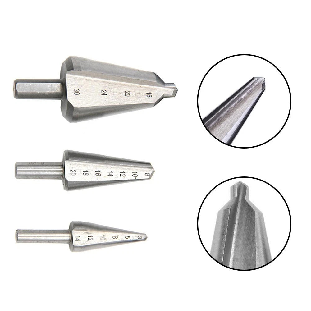 Silver HSS Taper Drill Bit Hole Opener 16-30mm/8-20mm /3-14mm