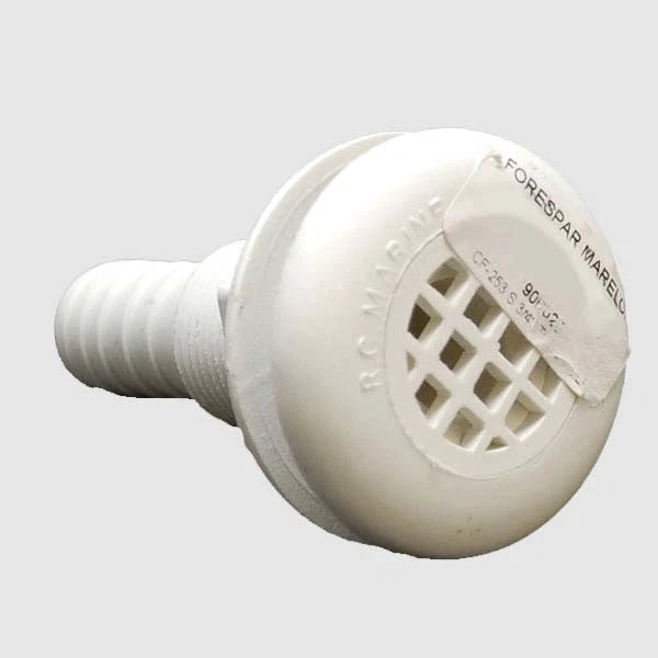 Boat Thru Hull Strainer Fitting - with Screen Barbed White 3/4 Inch