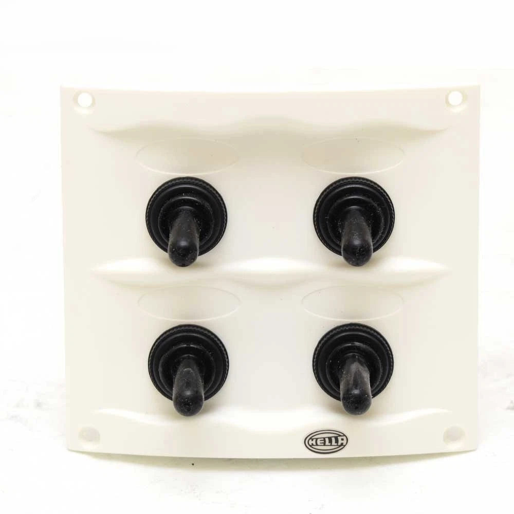 Hella Boat Switch Panel H73070121 - 4 Way White Contour with Labels