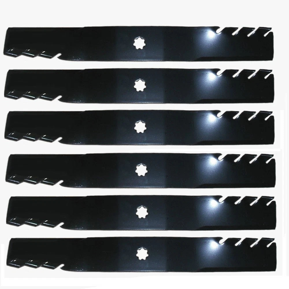6 Pack: Toothed Mulching Blade Fits John Deere Replaces AM100945