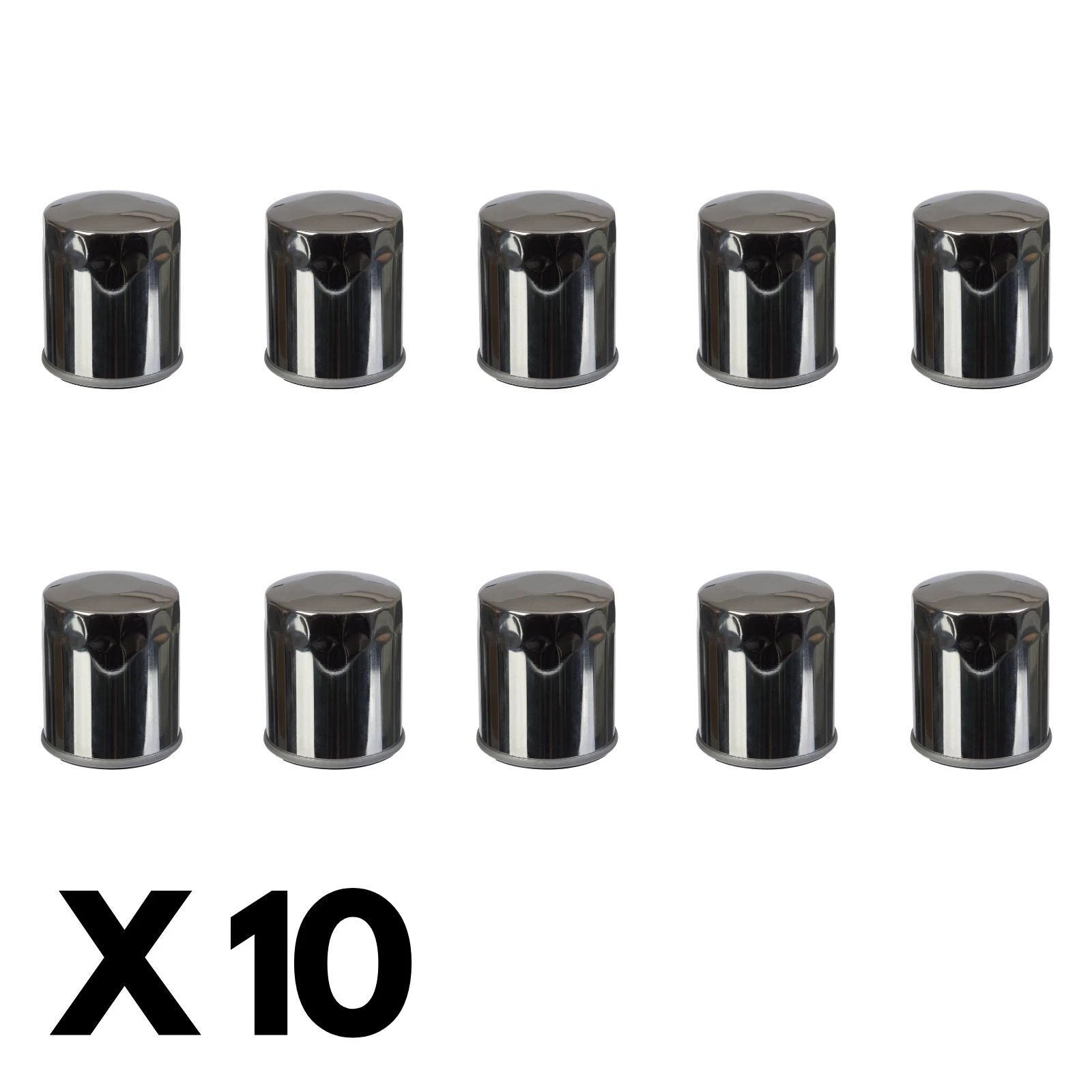 10 Pack Whites Chrome Oil Filter for Harley FXDF Dyna Fat Bob 2000-2012