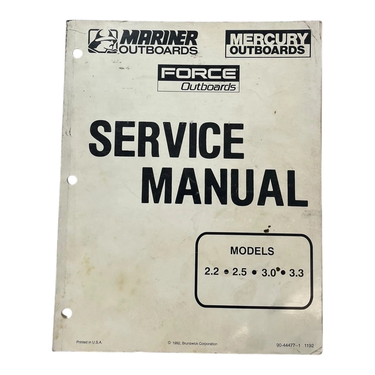 Mercury Mariner Force Outboards 90-44477-1 1192, Service Manual Models 2.2 - 3.3