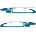Rinker Boat Graphic Decal - Metallic Silver Teal Blue (set of 2)