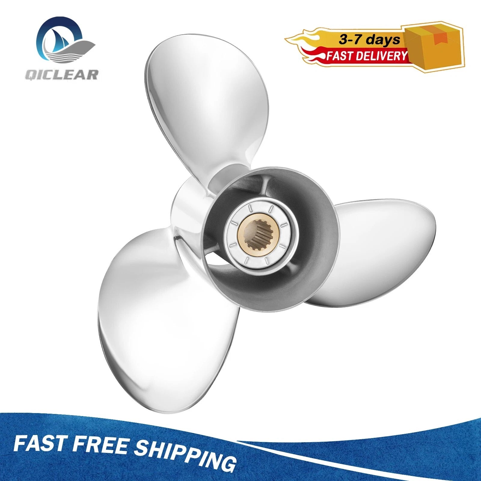 13-1/4x17 Stainless Steel Propeller for Honda 60-130HP Engine 15 Spline Tooth,RH