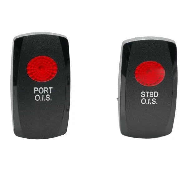 Boat O.I.S. Rocker Switch Set - 2 X 1 Inch Black Plastic (set of 2)
