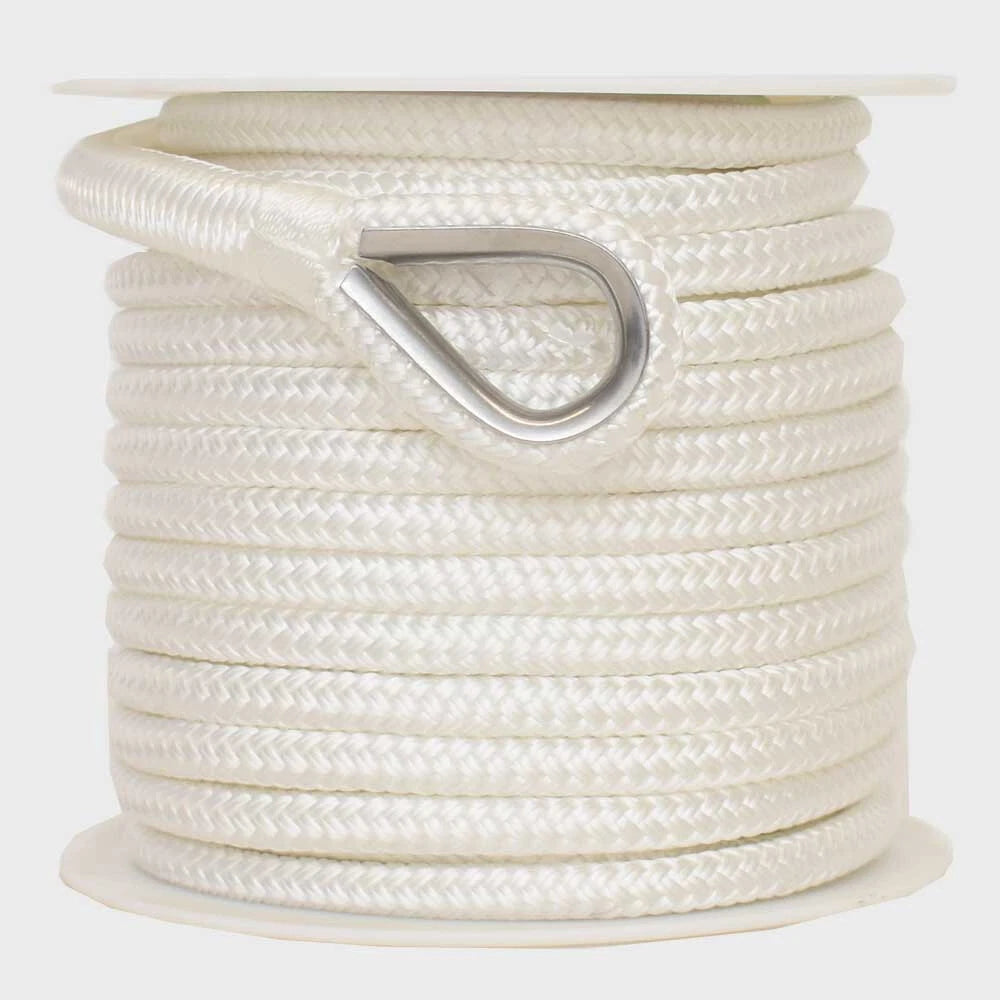 SeaGrace Boat Anchor Line - Double Braided 1/2 Inch X 100 FT White