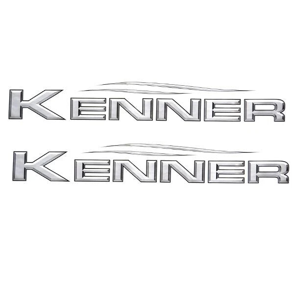 Kenner Boat Raised Decals - Metallic Gray Logo Emblem Stickers (pair)