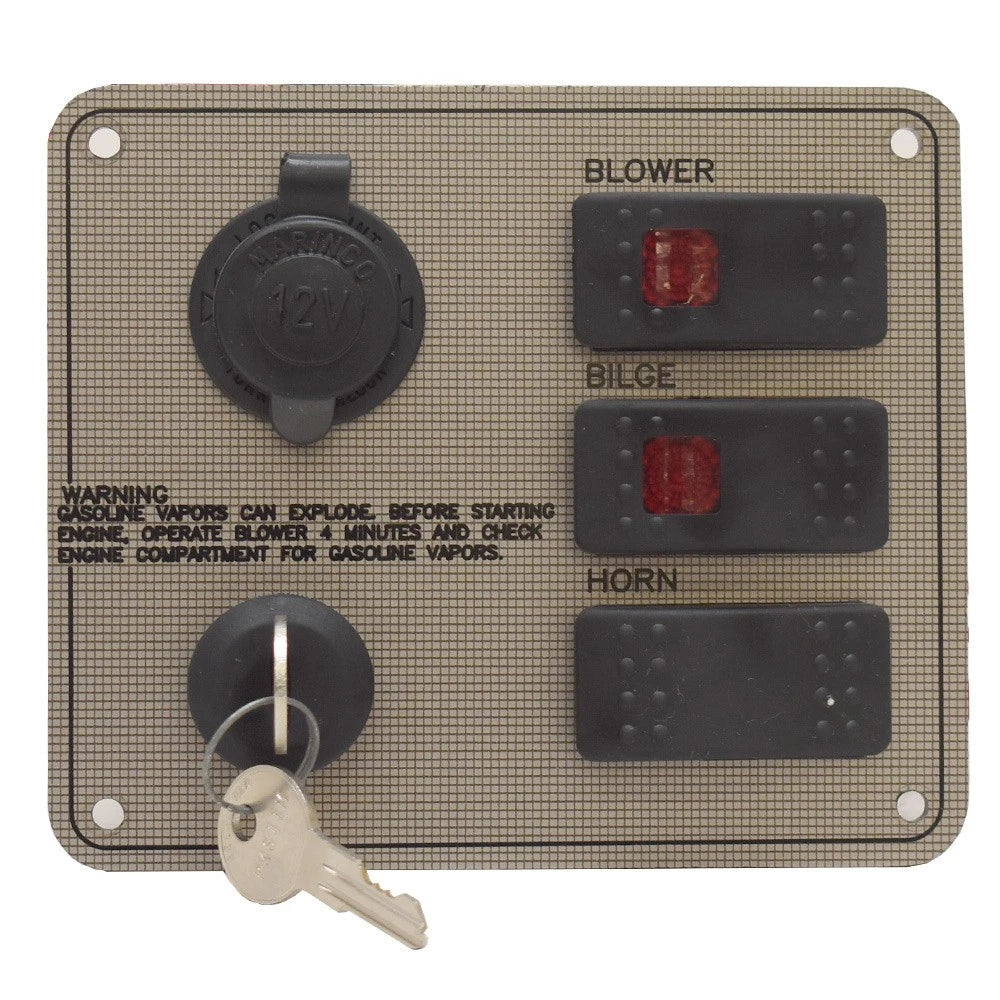 Boat Ignition Switch Panel - Pewter Checkered Plastic