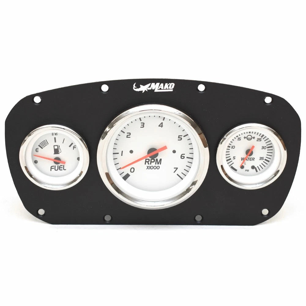 Mako Boat Dash Panel 303545 - with Lido Elite Gauges Black Aluminum