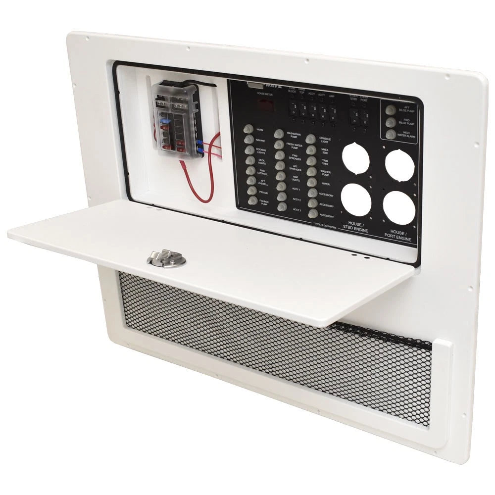 Blue Wave Makaira Boat Console Electrical Panel 2180-0458 - White