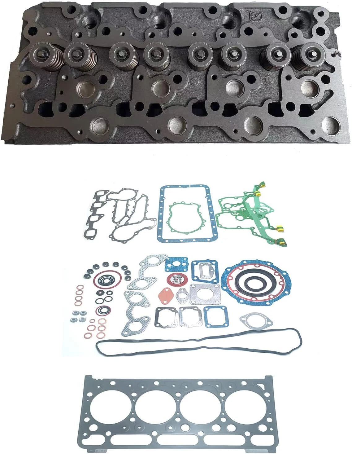 Complete Cylinder Head + Full Gasket Kit for Kubota V2203 V2203E IDI Engine