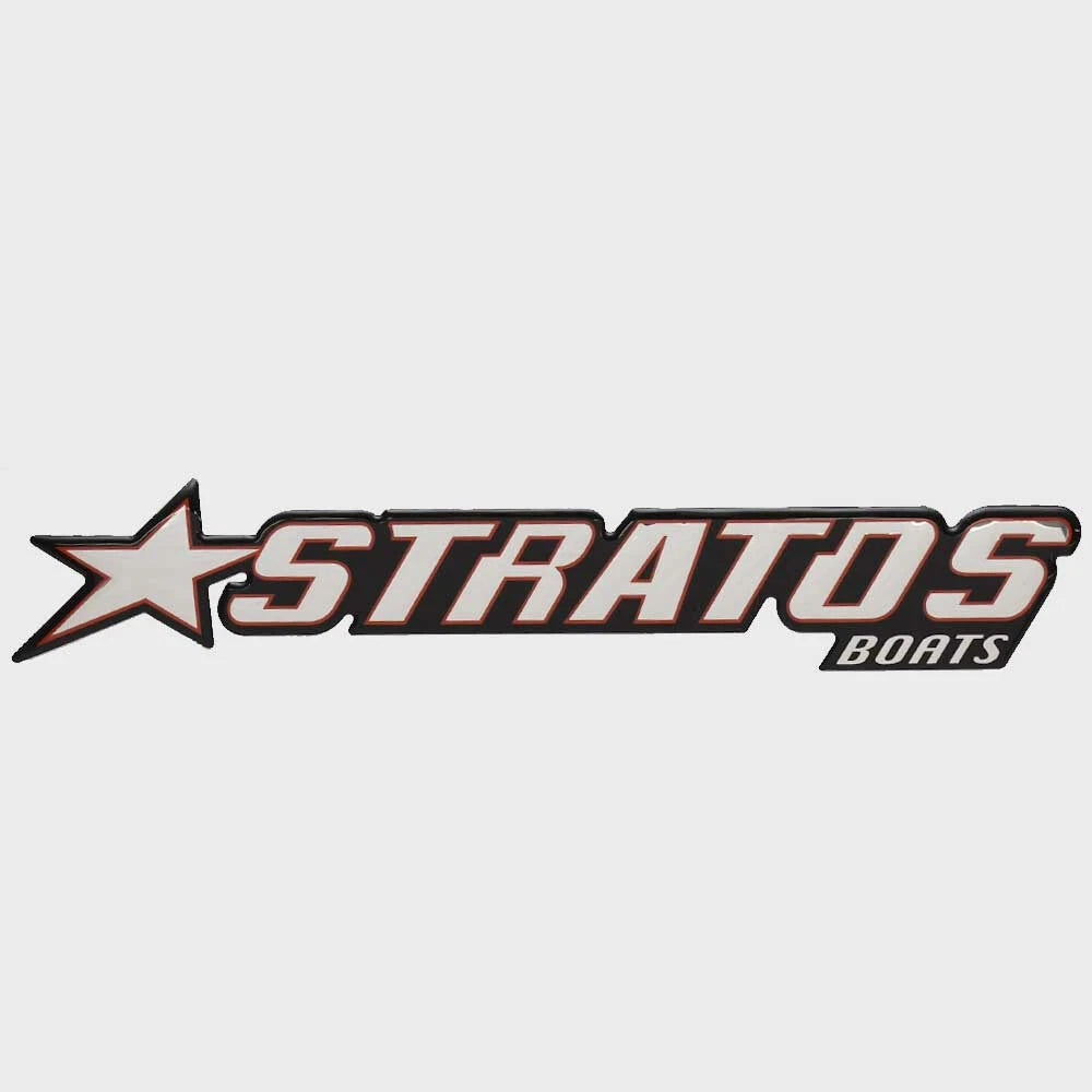 Stratos Boat Raised Emblem Decal 7D094 - Mirrored Silver Sticker