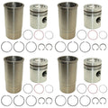 4 Pack: Early Piston Liner Kits Fits John Deere Replaces RE23173