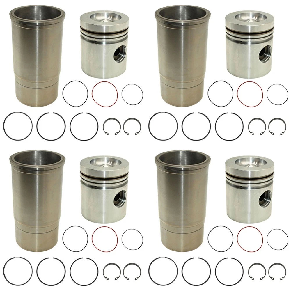 4 Pack: Early Piston Liner Kits Fits John Deere Replaces RE23173