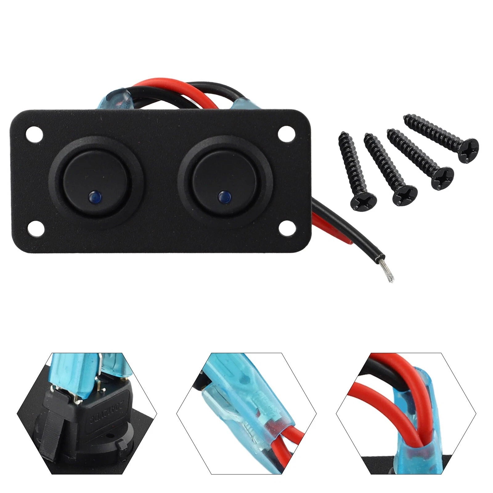 12V for 2 Gang for TOGGLE Rocker Switch Panel Blue LED Light for Car Marine