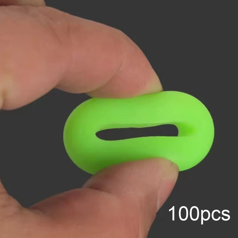 Fishing Rod Stop Rings Clips Elastic Antislip Waterproof 100pcs 3 Size Diameter