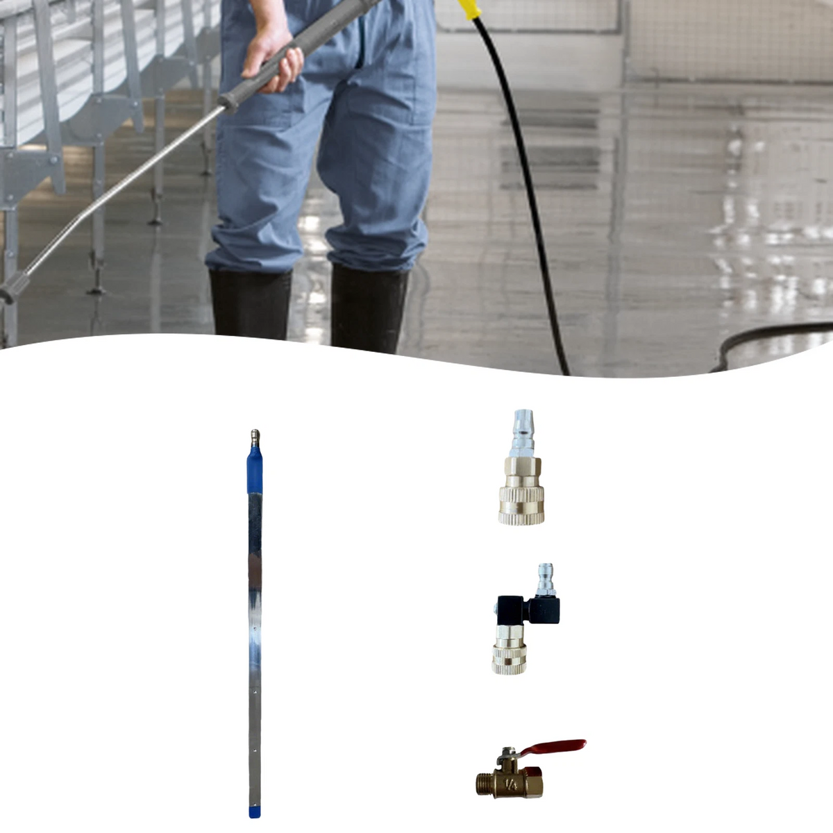 Professional Radiator Cleaning Tool 40CM Pole with Dual Use Water and Air Head