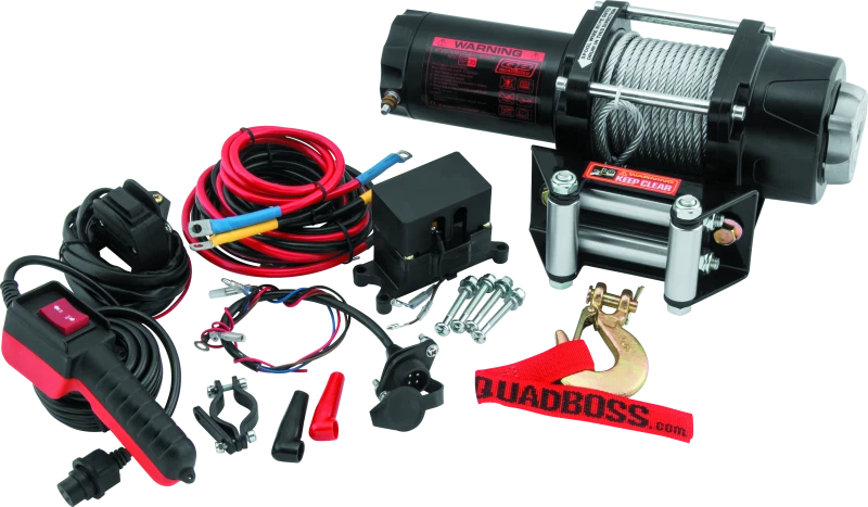 QuadBoss Winch Kit - 39ft X 7/32in Cable - 3.5HP - Roller Fairlead - Wired