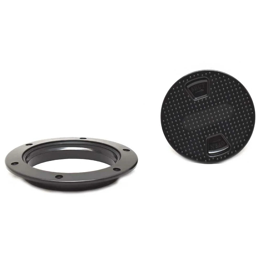 Beckson Boat Screw-out Deck Plate DP42-B - 6 Inch Black Plastic