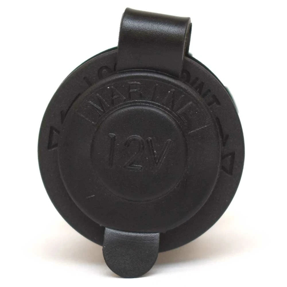 Boat Receptacle Outlet Plug - 12 Volt Matte Black Plastic