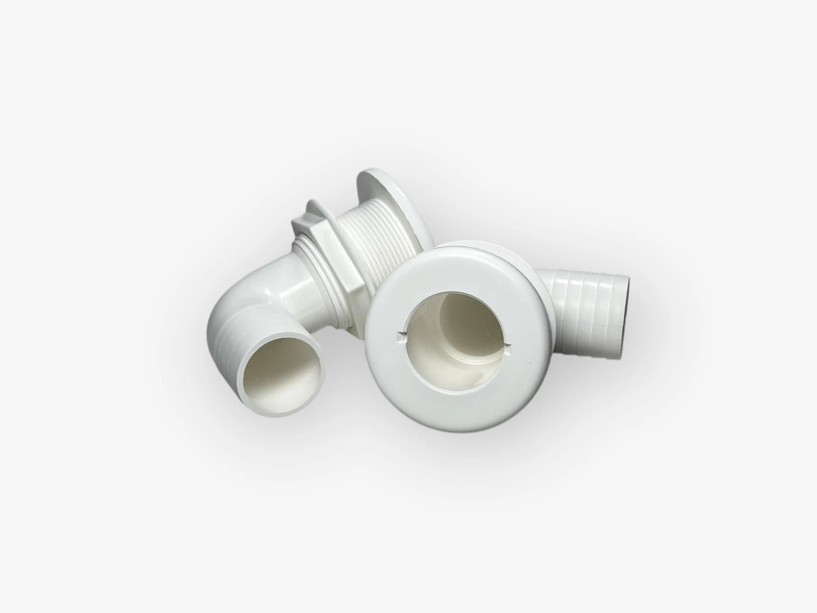 TH Marine TH-1592-B, 1 1/2in Thru Hull, 90 Degree Barbed, White,, 2 Pack