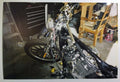 Vintage PHOTO of a Custom Harley Davidson Motorcycle Being Worked on in Garage