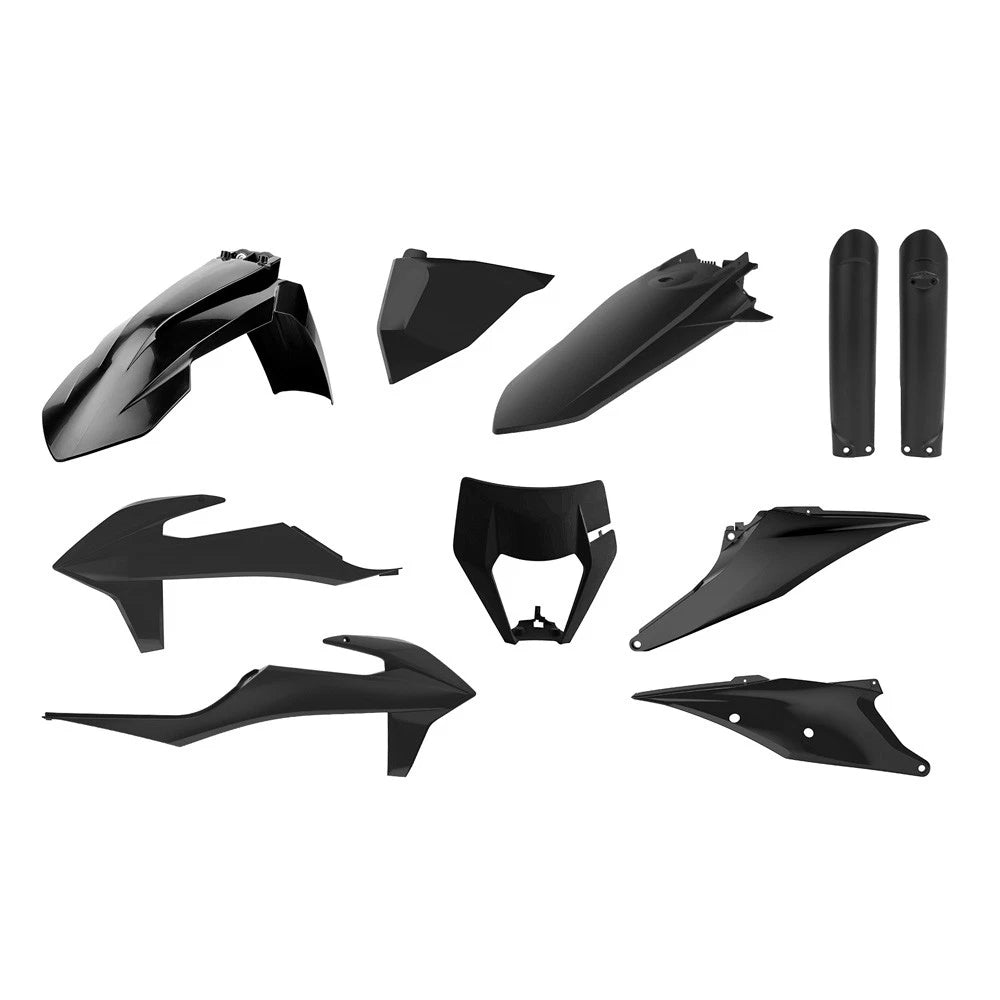 POLISPORT PLASTIC KIT + FORK GUARDS/MASK KTM EXC/EXC-F 2020-2023, BLACK