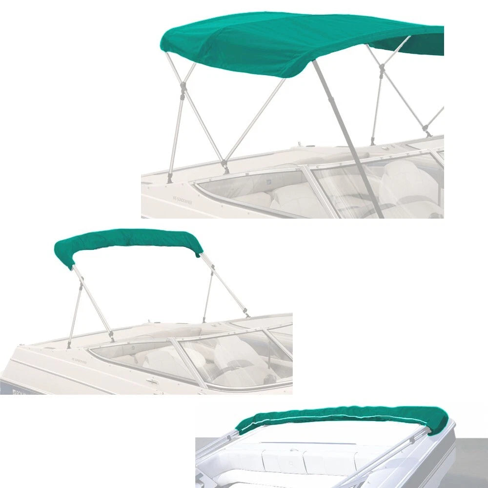 BIMINI TOP BOAT COVER CANVAS FABRIC TEAL with BOOT FITS 3 BOW 72"L 91"-96"W Durable