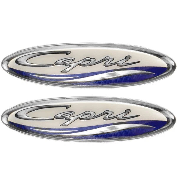 Bayliner Boat Raised Decals - Capri 8 X 2 1/8 Inch Silver Blue (pair)