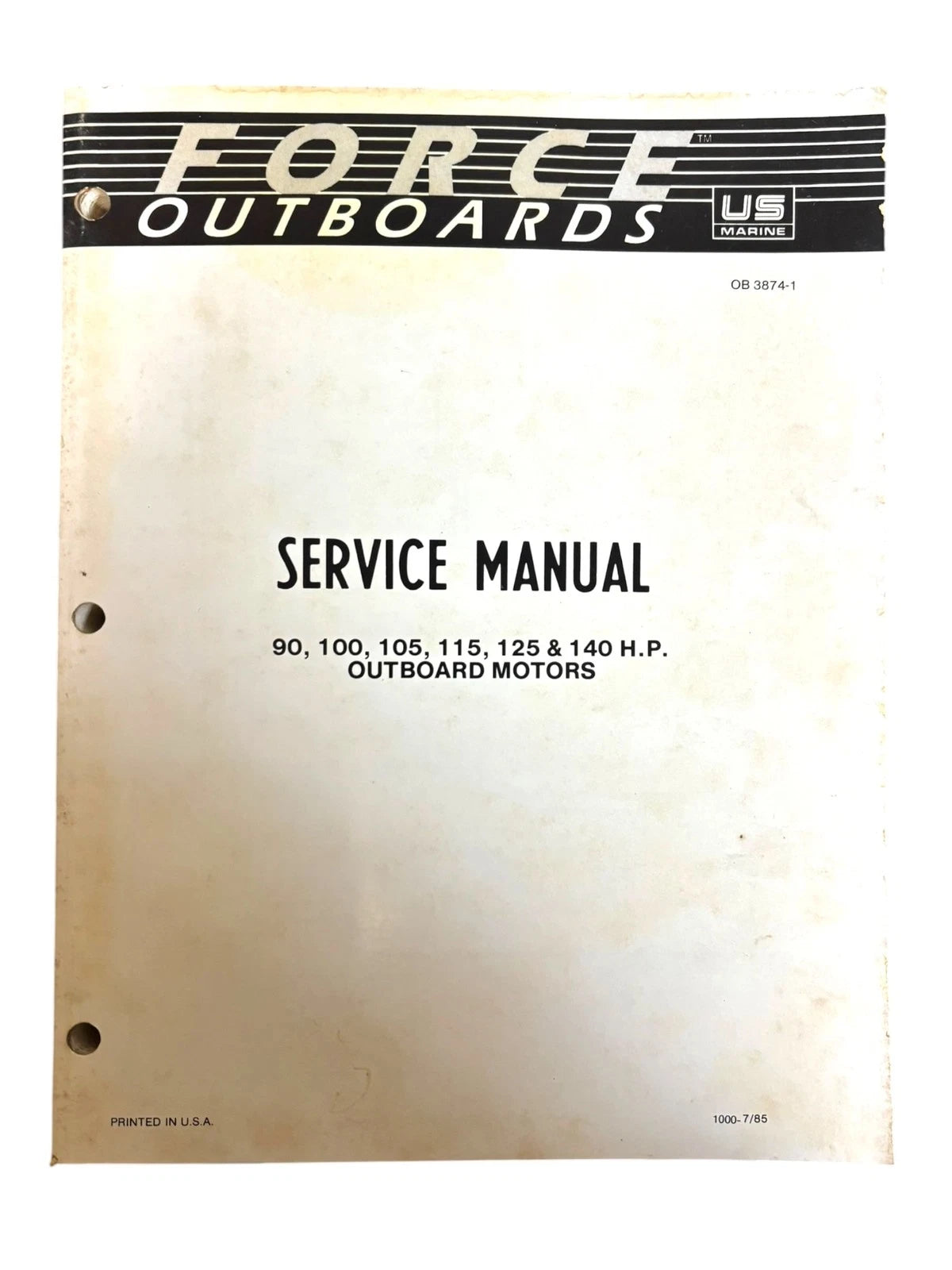 Force Outboards OB 3874-1, 90/100/105/115 /125/140 HP Service Manual