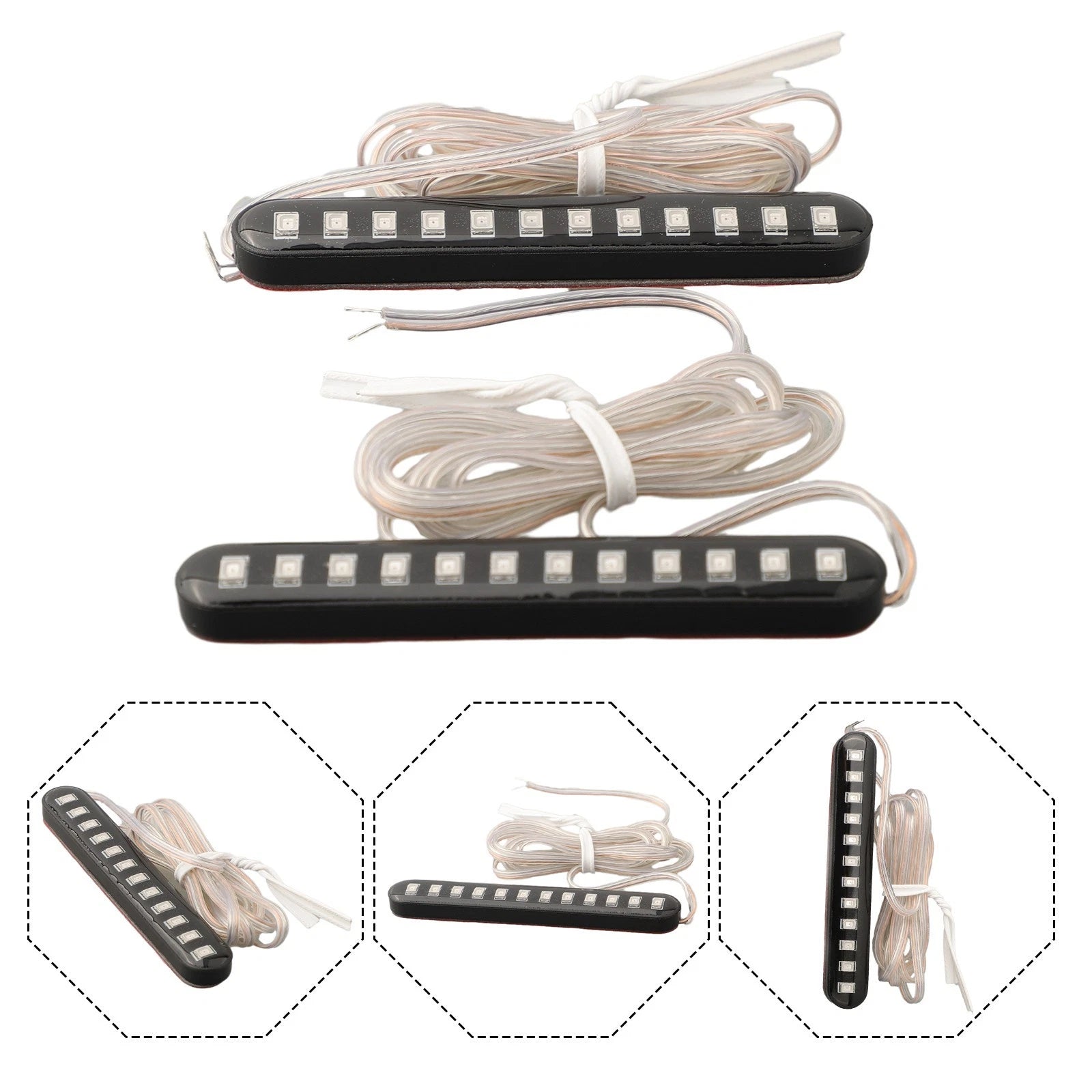 Motorcycle Turn Light 12 LED 2PCS Amber DC 12V Flowing Water Light Strip