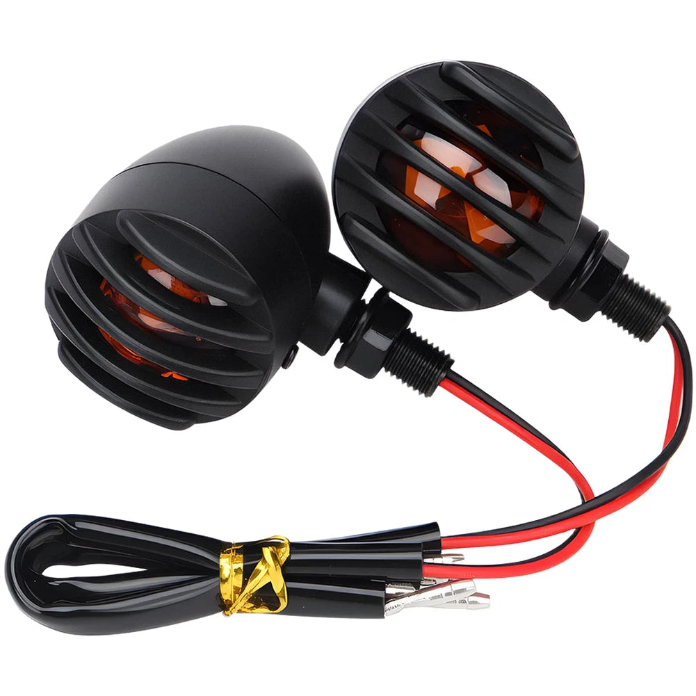 2pcs Motorcycle Turn Signal Amber LED Bulb Grill Style Indicator Lights