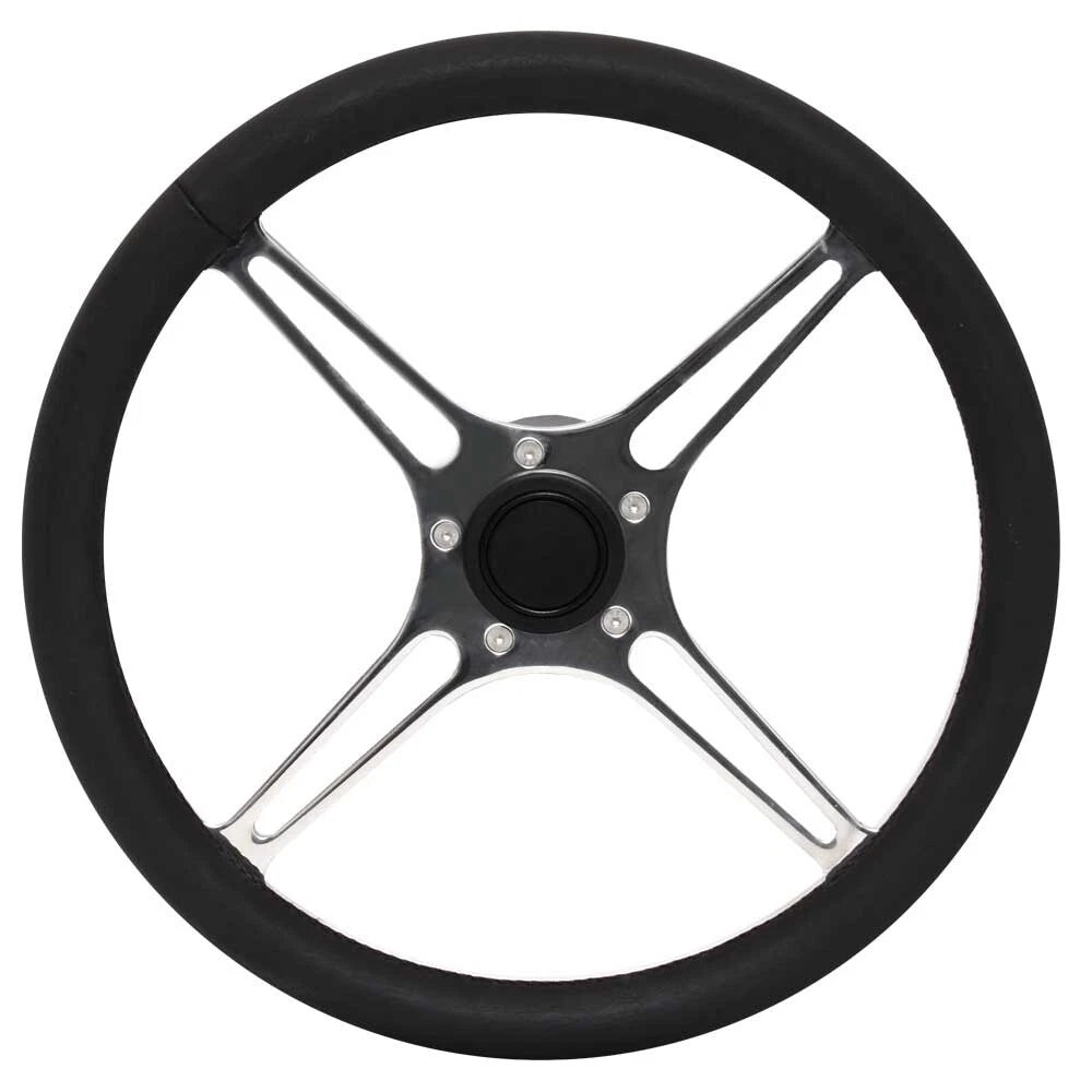 Grant Boat Steering Wheel - 14 3/4 Inch Black Faux Leather