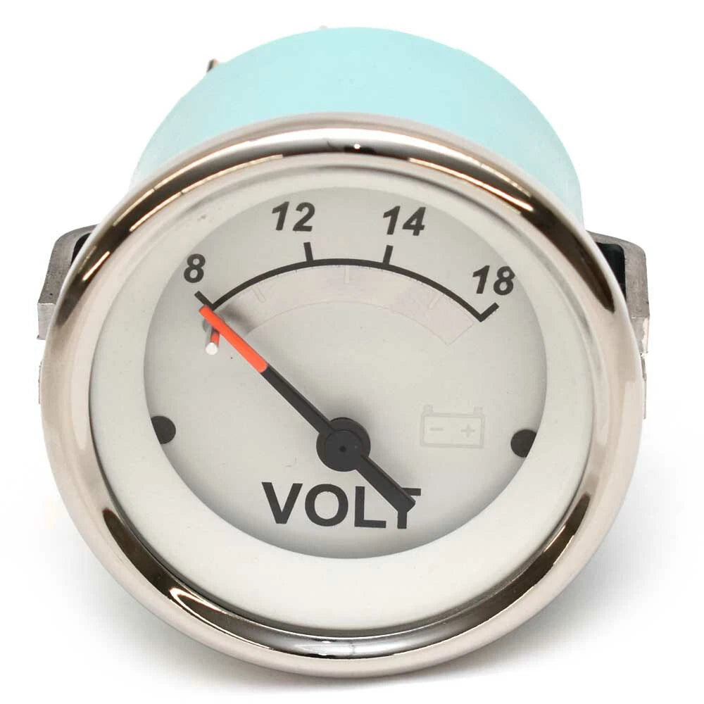 VeeThree Boat Voltmeter Gauge 67525F - White Sterling Series 2 Inch