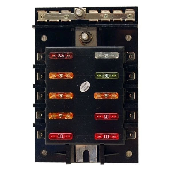 Boat Fuse Box - 10 Position Black Plastic