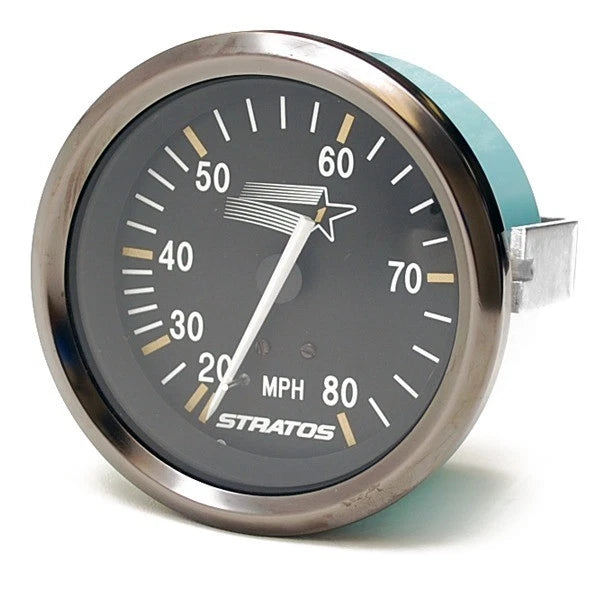 Stratos Boat Speedometer 63268 - Teleflex 3 1/4 Inch Pewter Black