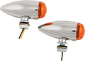 HardDrive LED Bullet Marker Light Chrome with Amber Lens for V-Twin Harley
