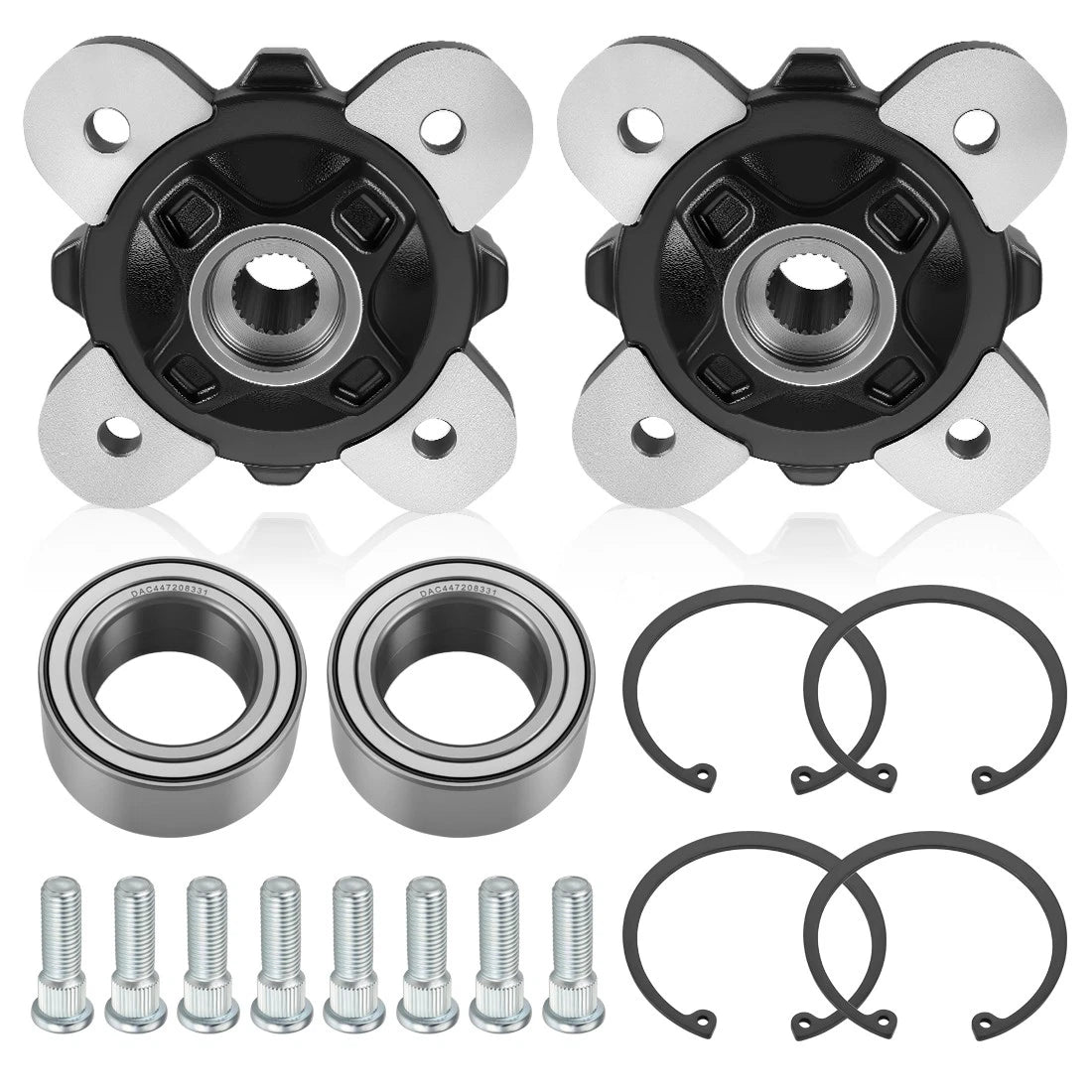 2-SET Front Wheel Hubs with Bearings Studs Kit for Polaris Ranger XP 900 2013-2019