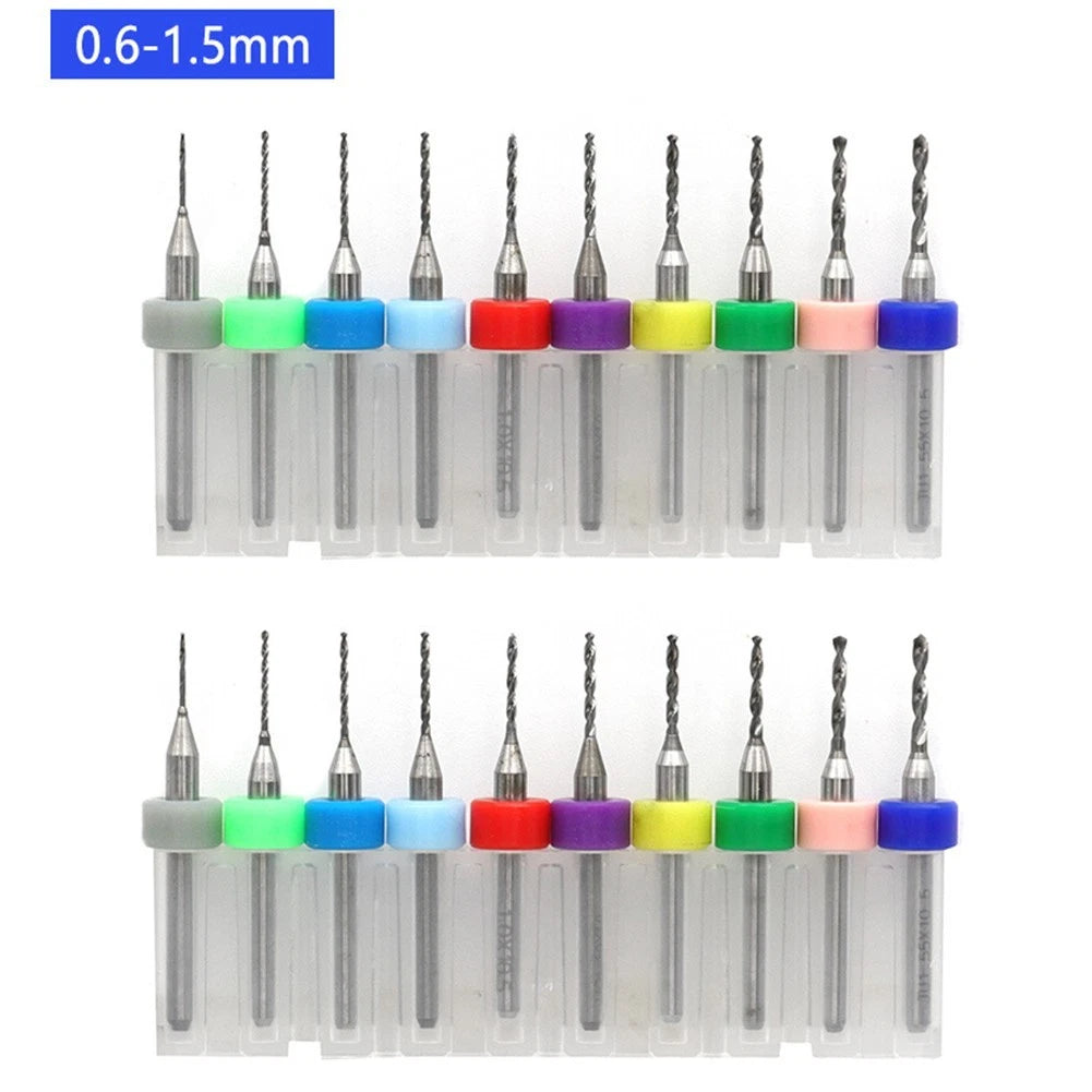 Carbide PCB Drill Bit Set 20PCS with 12mm Cutting Length for Precision Work