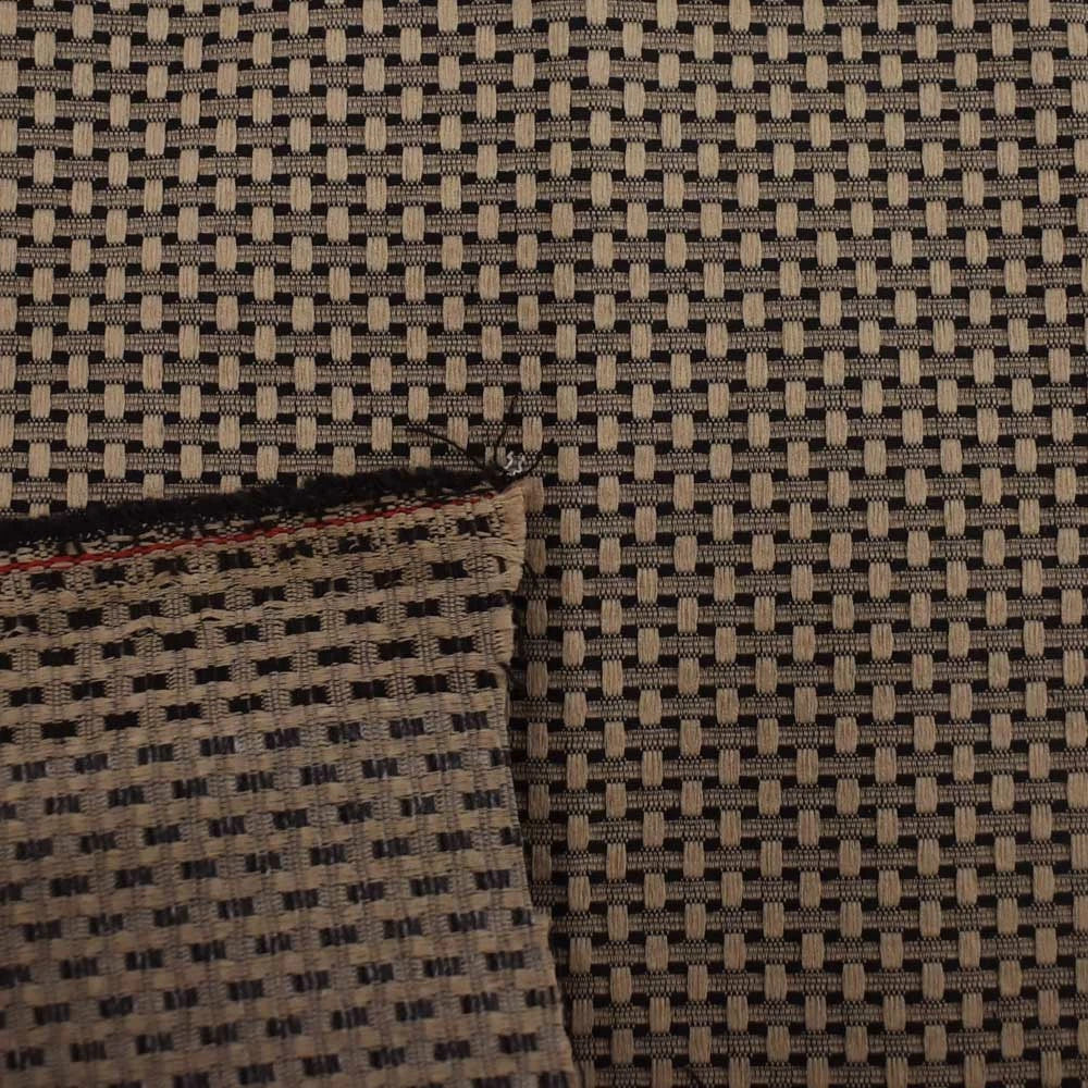 Boat Woven Checkered Pattern Fabric - Beige Black 57 Inch (YD)
