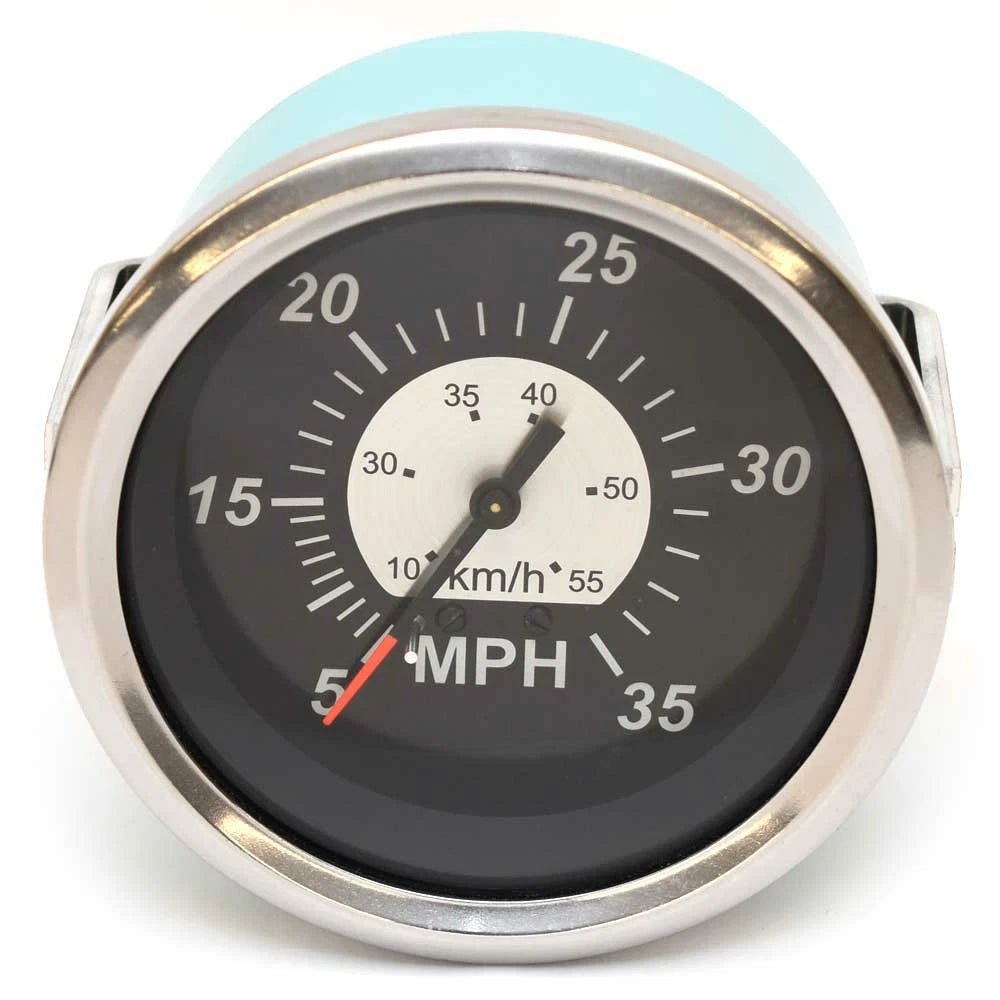 Teleflex Boat Speedometer Gauge 67283F - 3 Inch Black Silver 35 MPH