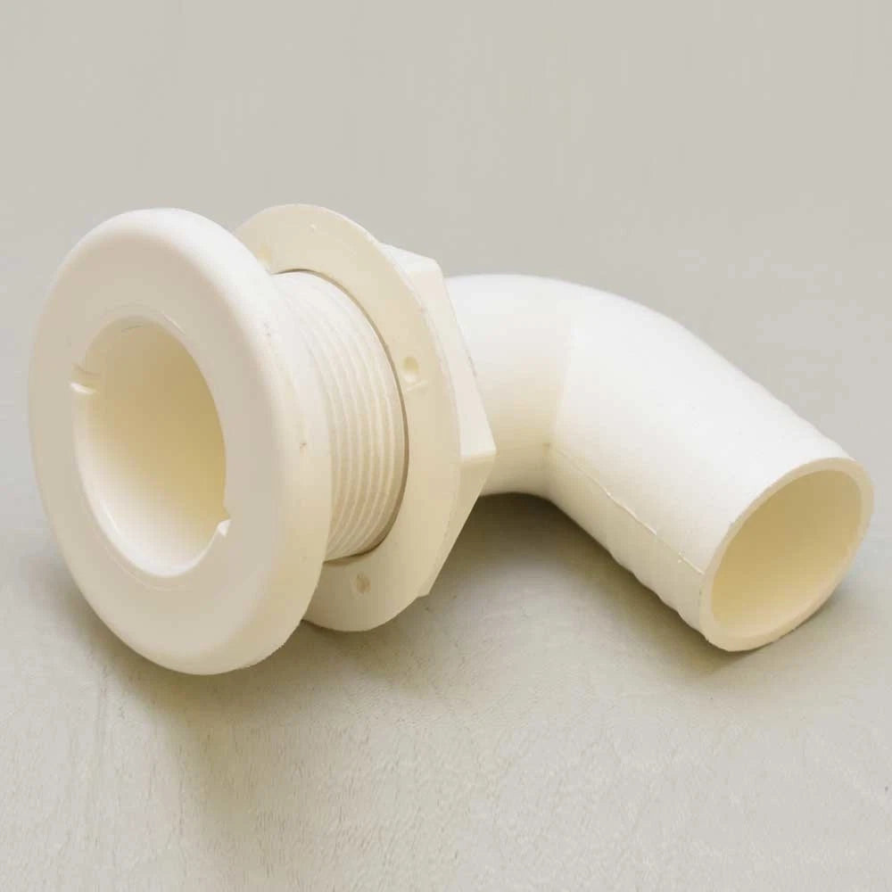 Standard Boat Thru Hull - Elbow 1 1/2 Inch White PVC