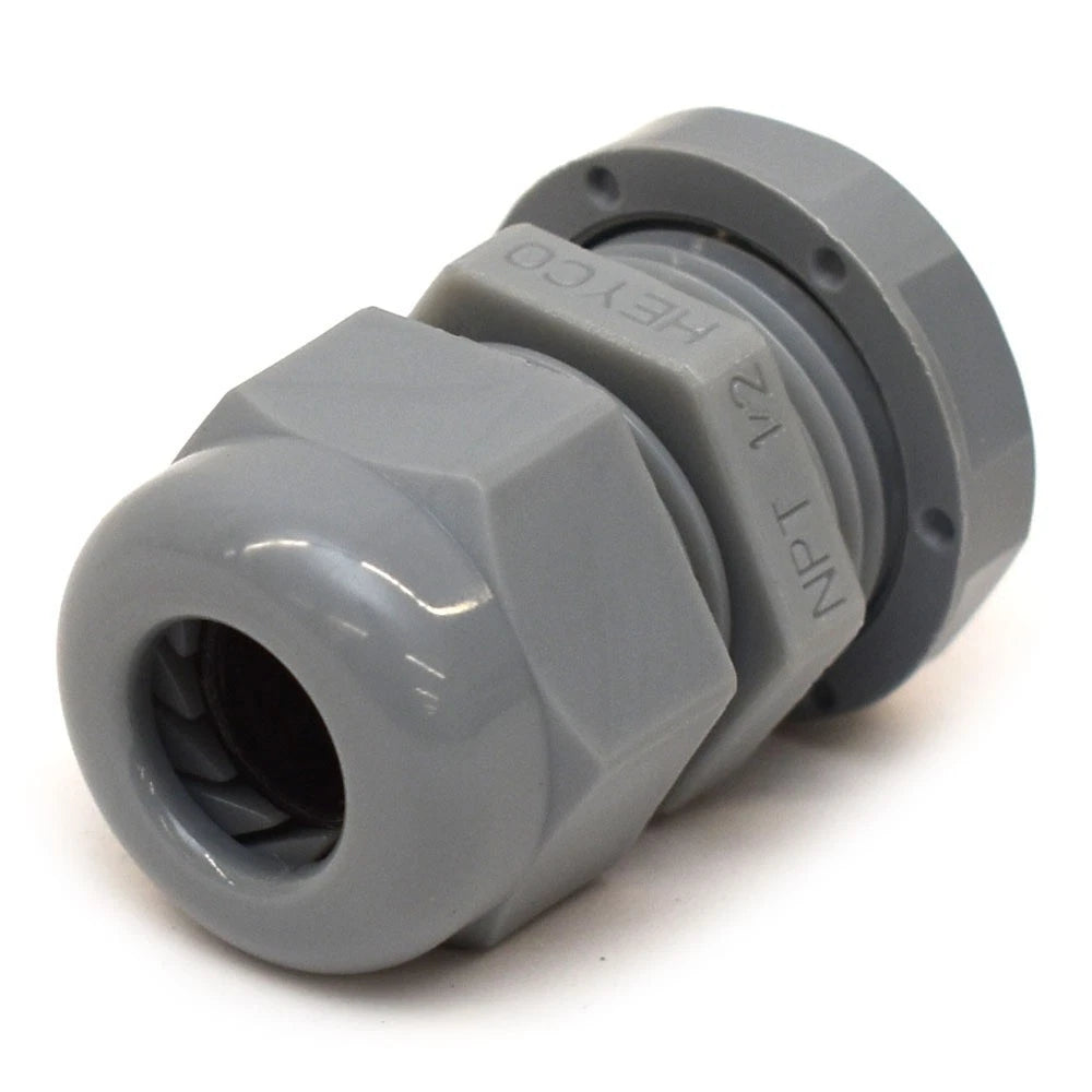 Heyco Boat Cordgrip Fitting - 1/2 NPT Gray Nylon with TPE Seal