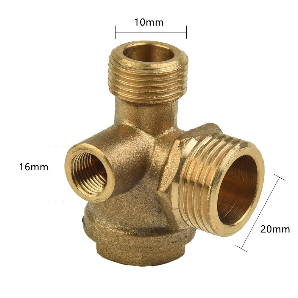 Air Compressor 3Port Brass Threaded Check Valve Connector Tool Replacement Newly