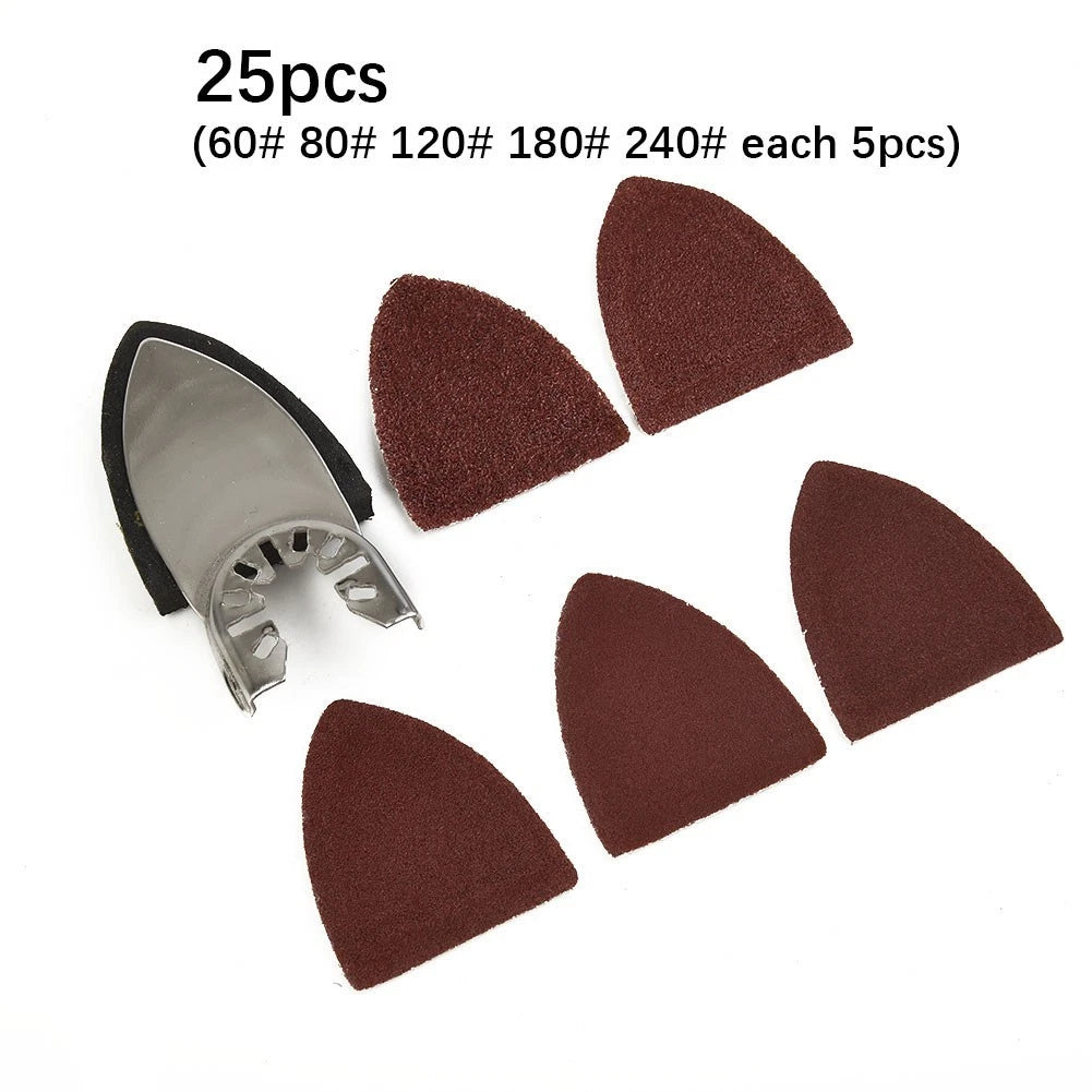 25pcs Multi-tool Sanding Sheets Triangle Sander Pads 40 80 120 240 Grits