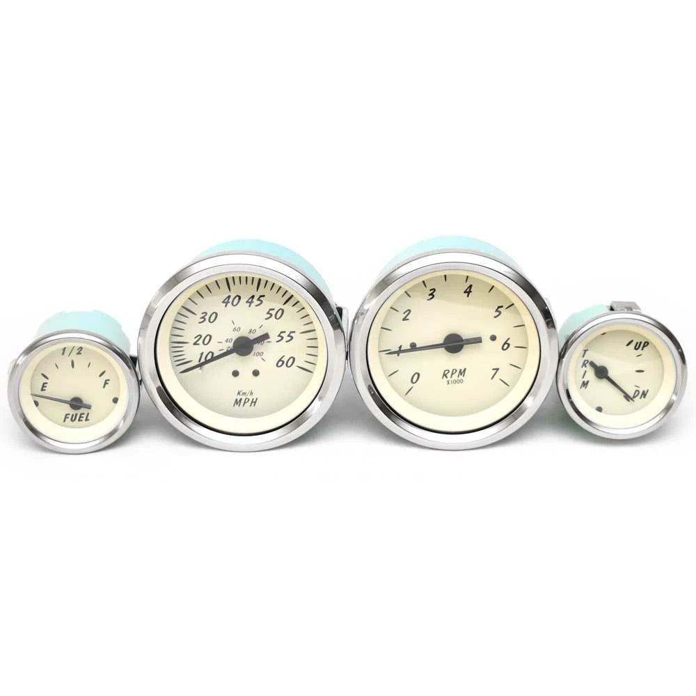 VeeThree Boat Gauge Set - Cream Silver (set of 4)