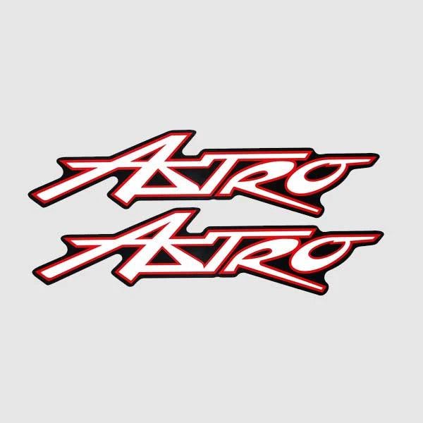 Astro Boat Decals - Red White Logo Stickers (pair)