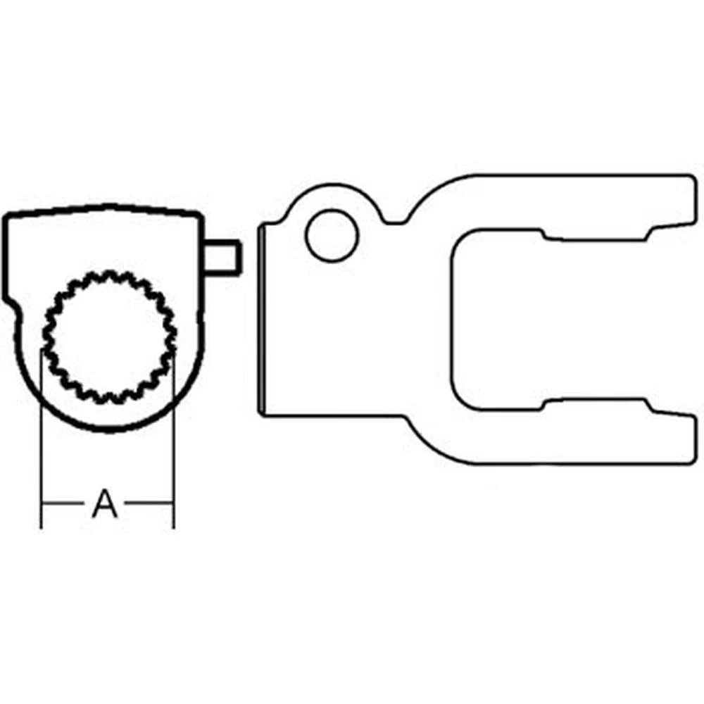 A-BP507020151- AI Tractor Yoke, Splined 1 1/8" - 6 Spline with QDP