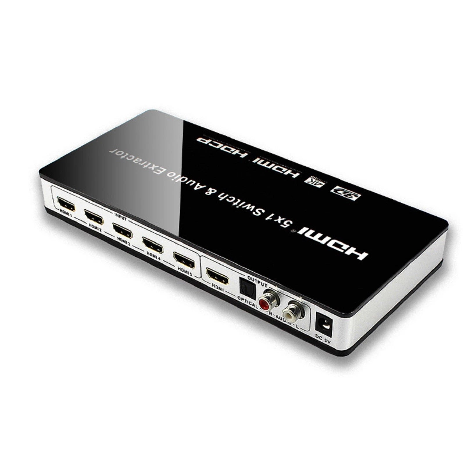 HDMI-Compatibl E Switch Switcher 5x1 5 in 1 Out Audio Extractor 4K for PS4 PS5 C